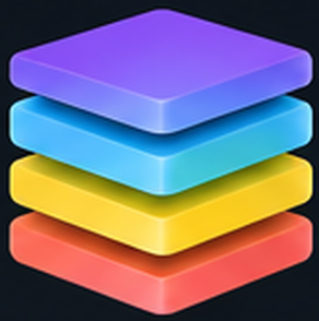 The Humanity OS mark: four stacked plates in purple, blue, yellow and red.